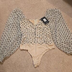 Polka Dot Sheer Sleeve Bodysuit